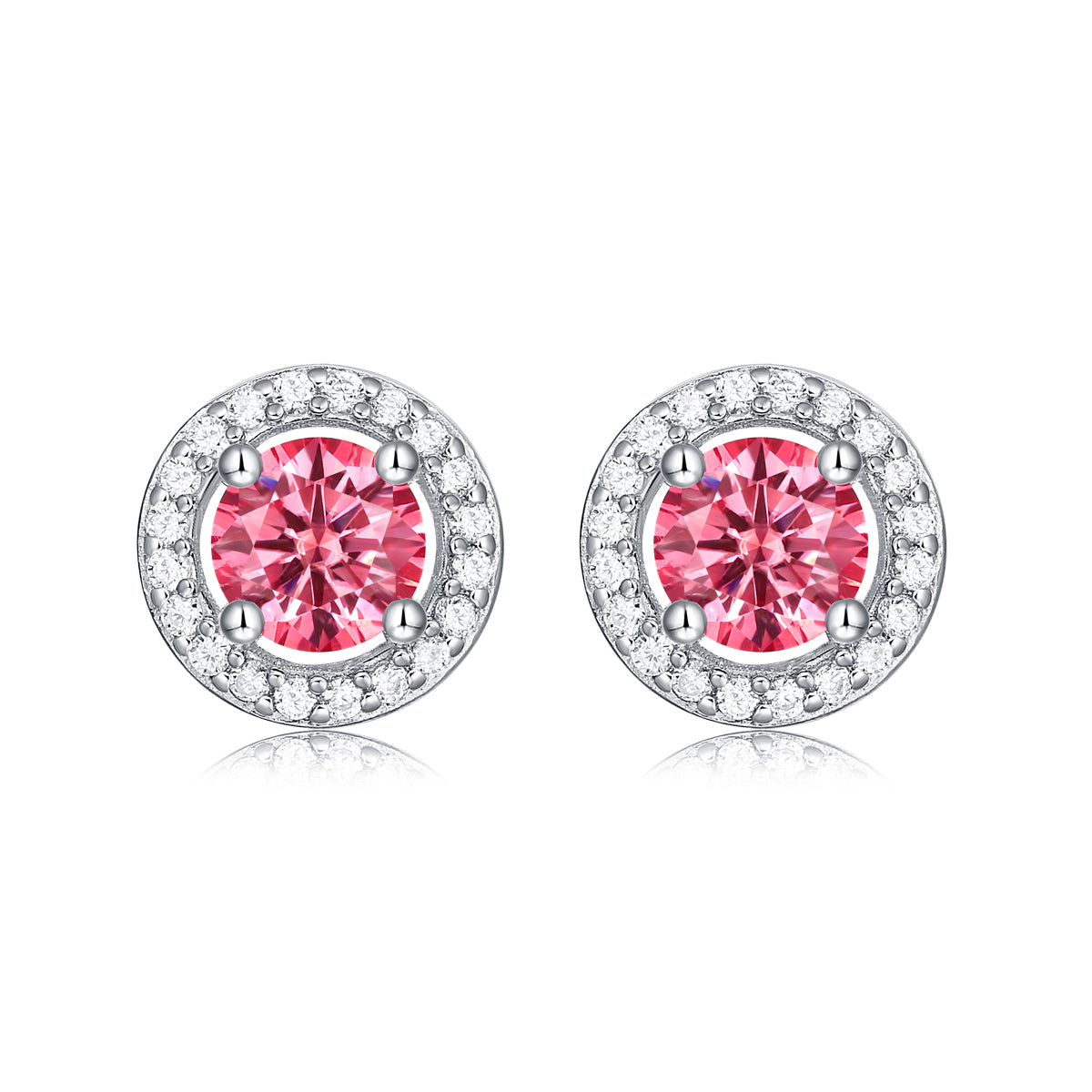E15 s925 pink moissanite earrings E9373-5.0