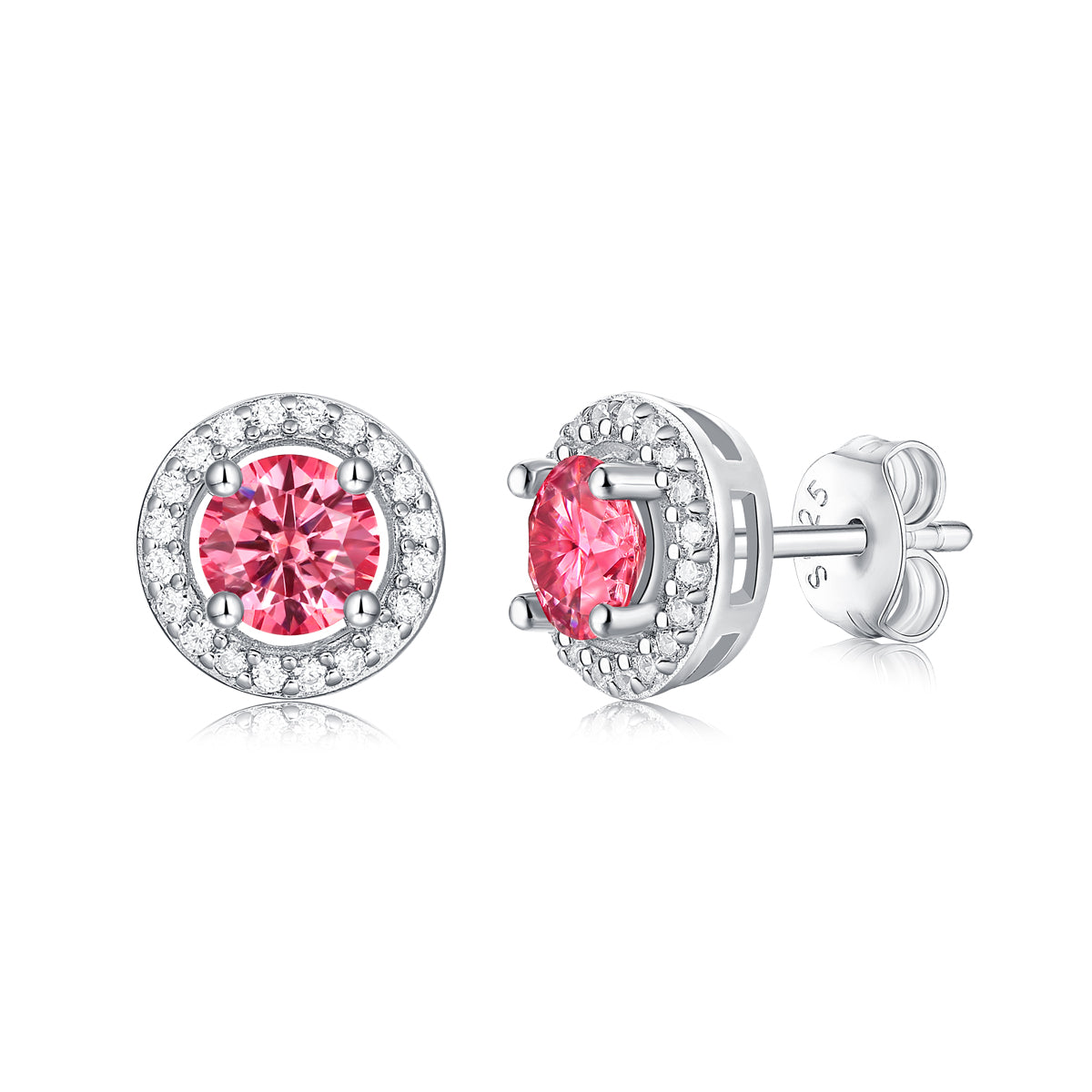 E15 s925 pink moissanite earrings E9373-5.0