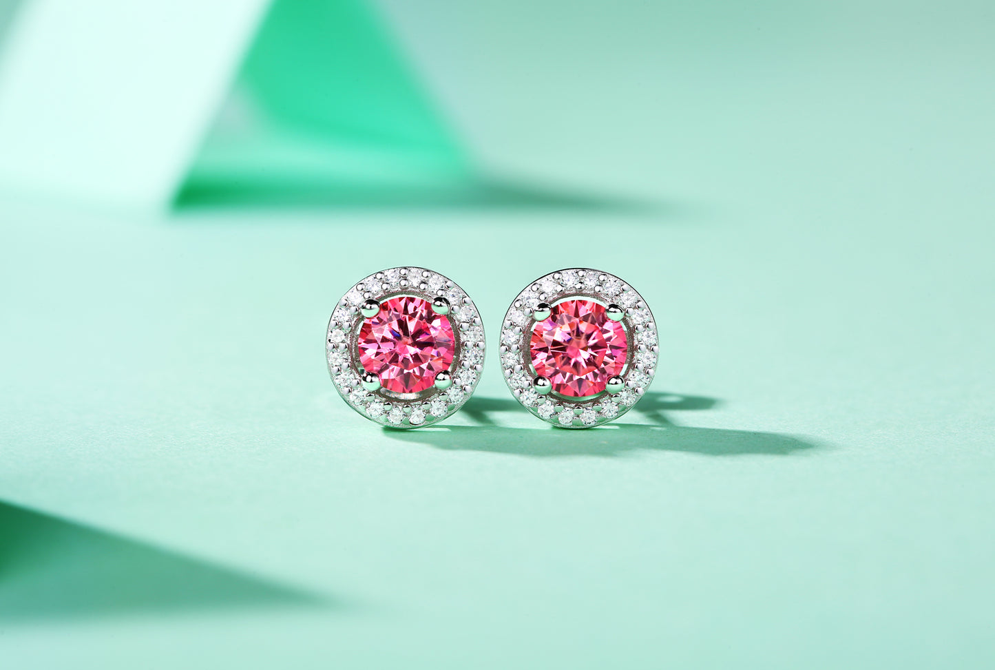 E15 s925 pink moissanite earrings E9373-5.0