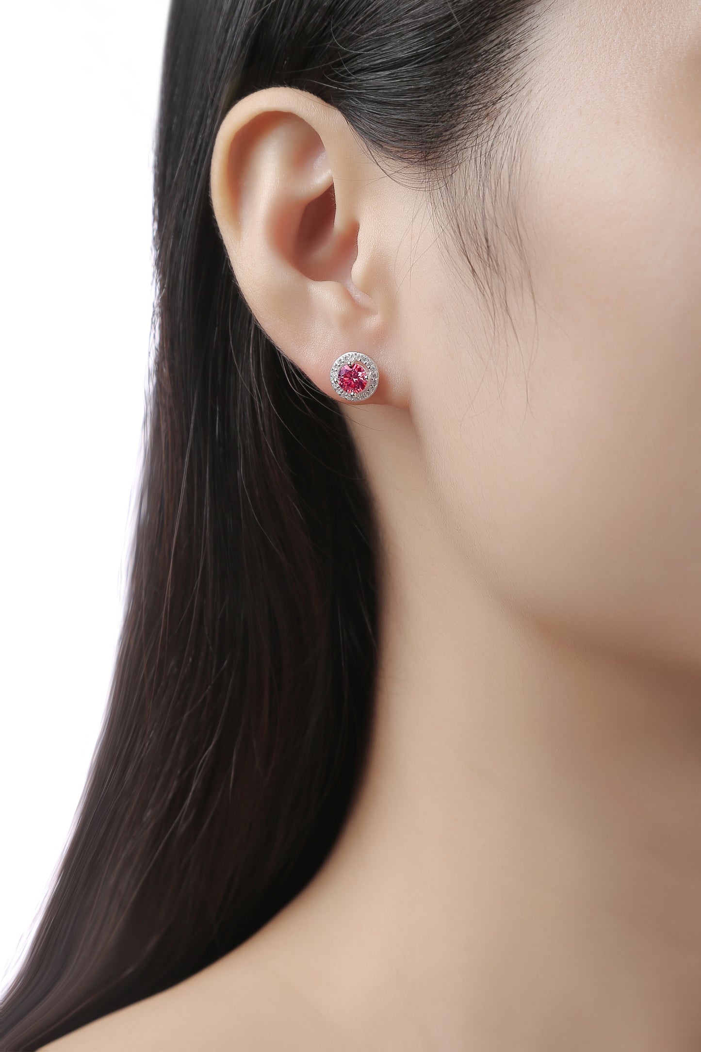 E15 s925 pink moissanite earrings E9373-5.0