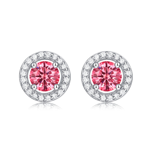 E15 s925 pink moissanite earrings E9373-5.0