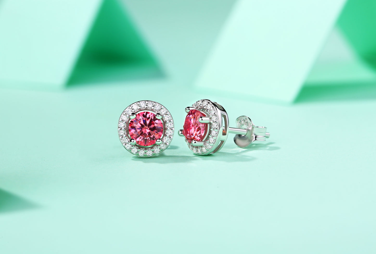 E15 s925 pink moissanite earrings E9373-5.0