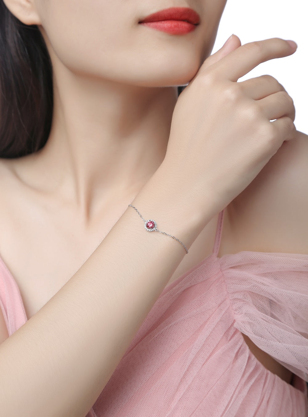 s925 pink moissanite bracelet L9373-5.0
