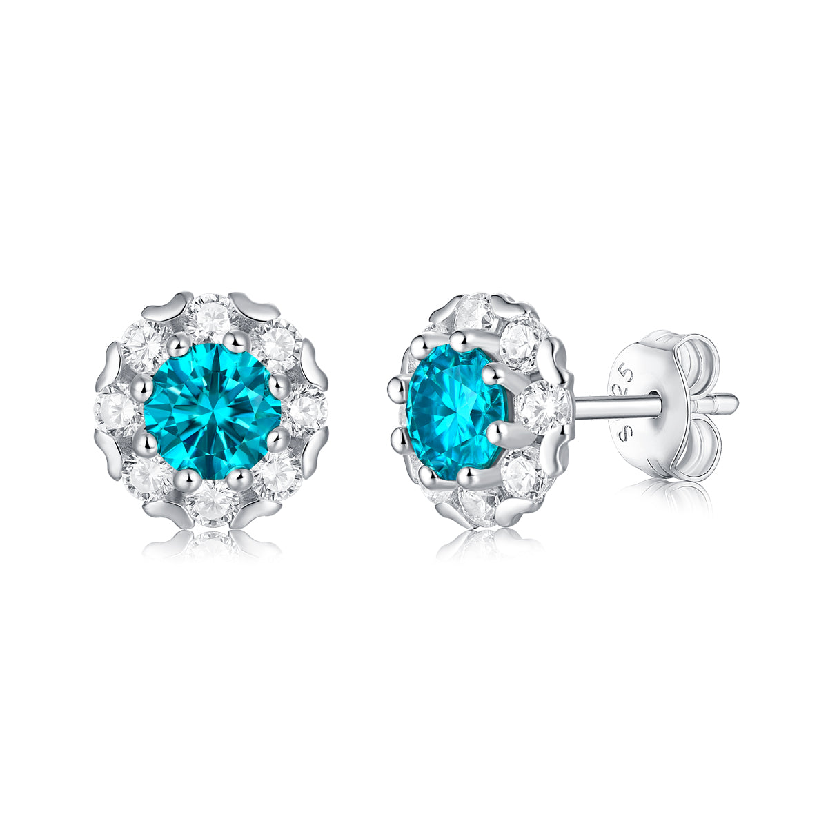 s925 blue moissanite earrings E10733-5.0