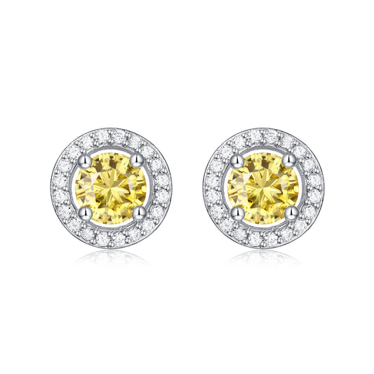 E16 s925 Yellow moissanite earrings E9373-5.0
