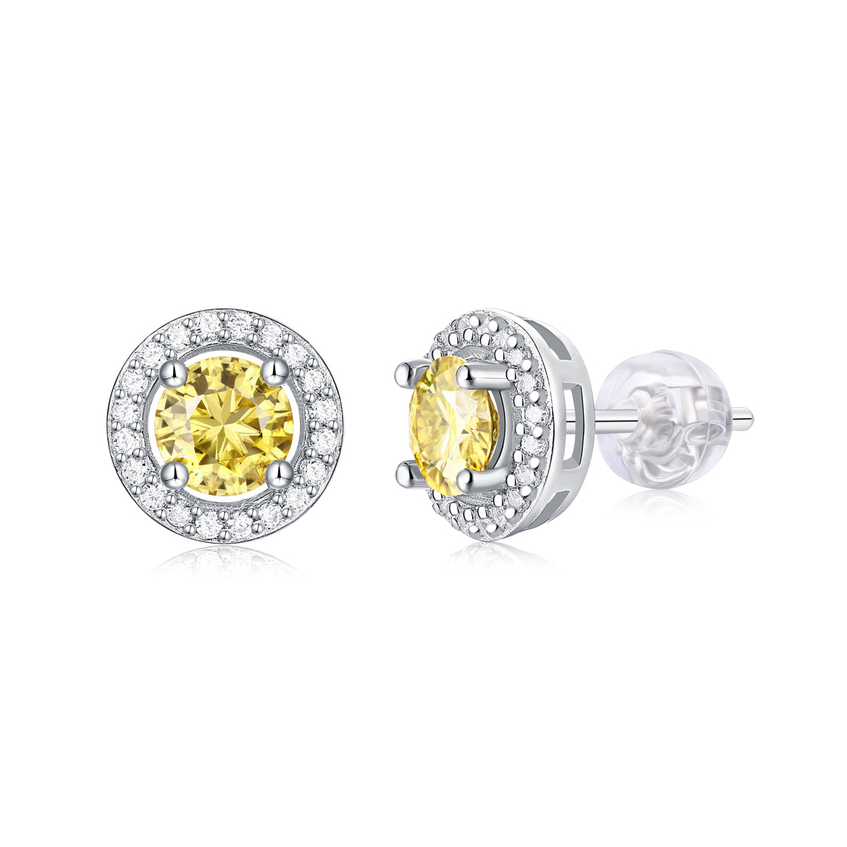 E16 s925 Yellow moissanite earrings E9373-5.0