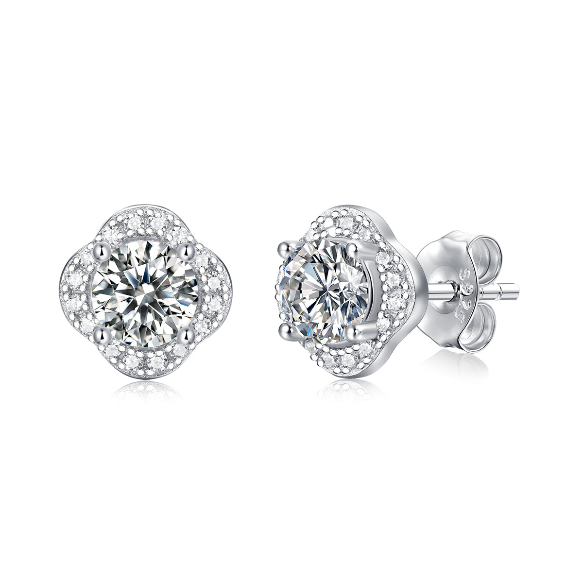 E1 Bloom moissanite earrings E11563-5.0