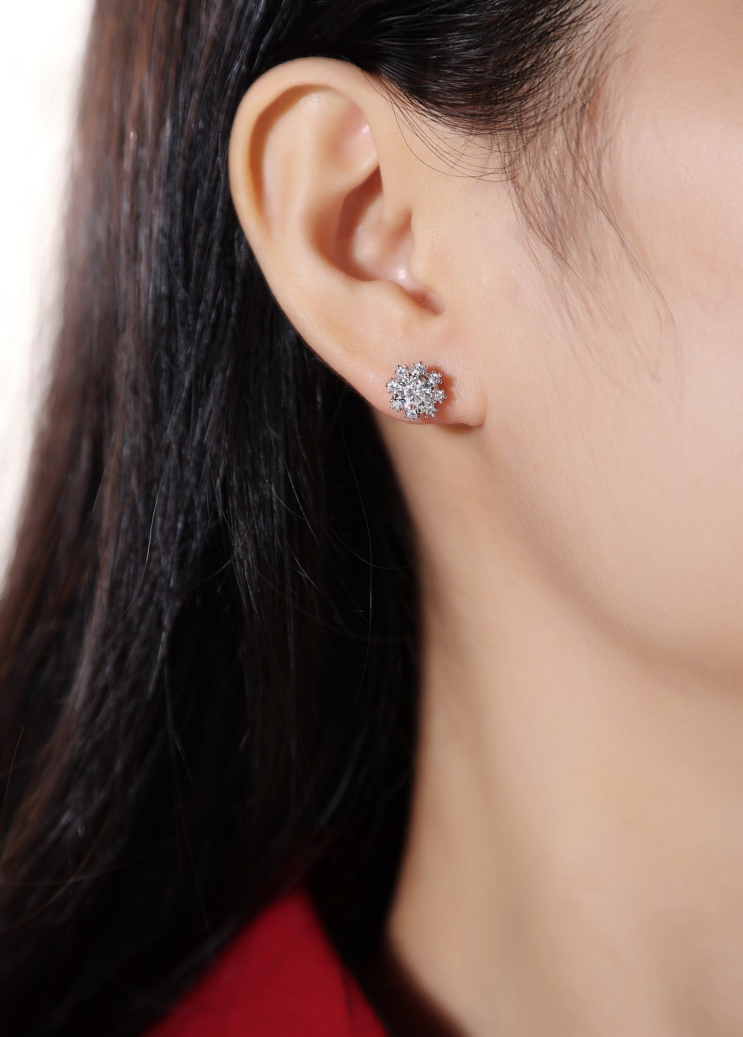 E18 Snow queen moissanite earrings E12679-5.0